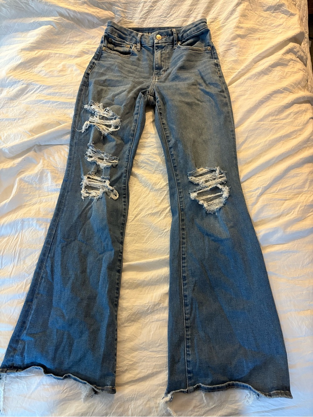 American Eagle bellbottoms ripped